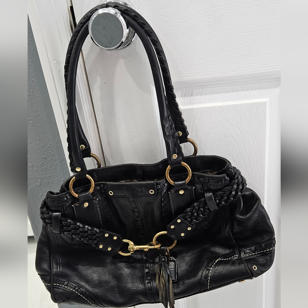 Vintage Coach Hampton pebbled black Leather shoulder bag